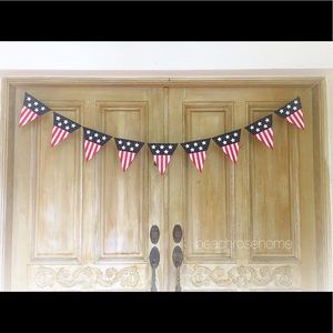 Southern Charm Burlap American Flag Penant Banner